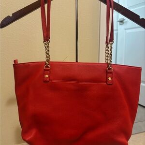 Michael Kors Red Tote with Gold Chain Straps